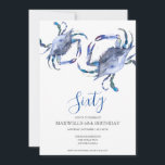 Invitación Hervidad de cangrejo azul 60 cumpleaños | código Q<br><div class="desc">Invitación a 60 cumpleaños - Moda digital y de playa 🦀 celebrar 60 años con estilo con esta invitación moderna y mínima de 60 años, que incluye un diseño de cangrejo color azul acuático para una celebración de cumpleaños en la playa de moda. 🌊 Coastal & Elegant - Un tema...</div>