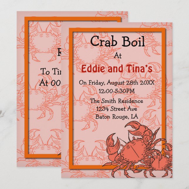 Invitación Hervidad de cangrejo del sur (Anverso / Reverso)