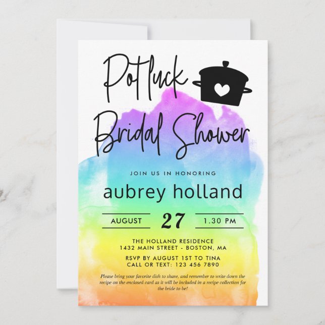 Invitación Hervidad de novia en el arcoiris lesbiana (Anverso)
