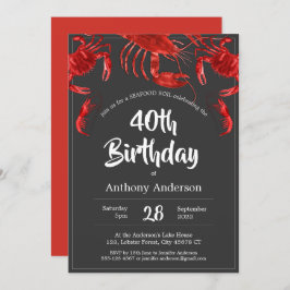 Invitación Hervidad marina Fiesta de Cumpleaños Gris Oscuro Ú