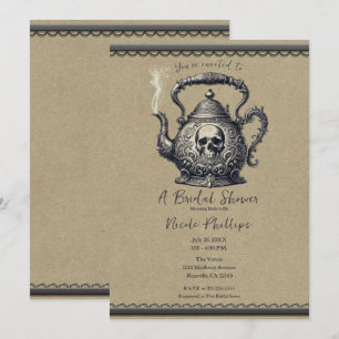 Invitación Hervidor de Té de Calavera de Plata Antiguo para L