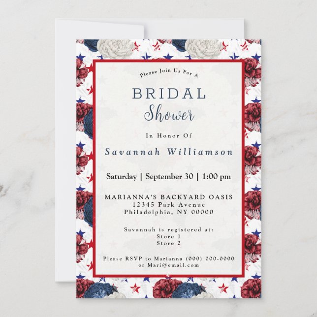Invitación Hervidora de novias de la Estrella Roja Azul Patri (Anverso)