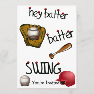 Invitación Hey Batter Batter Birthday Universal Fiesta