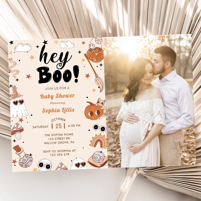 Invitación Hey Boo Baby Shower Halloween Photo (Subido por el creador)