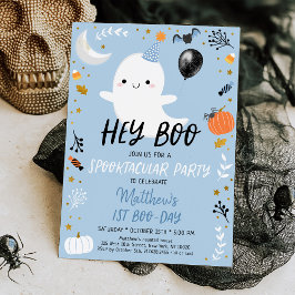Invitación Hey Boo Blue Ghost Halloween Cumpleaños