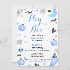 Invitación Hey Boo Blue Ghost Halloween Cumpleaños