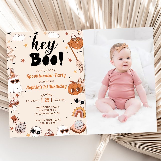 Invitación Hey Boo Brithday Halloween Foto (Subido por el creador)