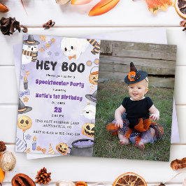Invitación ¡Hey Boo! Fiesta de Halloween celebra primer cumpl