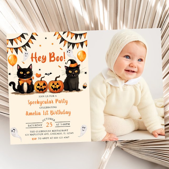 Invitación ¡Hey Boo! Foto de fiesta de cumpleaños de Black Ca (Subido por el creador)