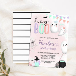 Invitación Hey Boo Ghost Pastel Halloween Cumpleaños