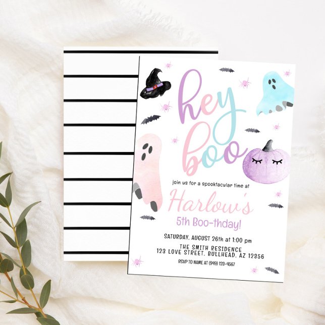 Invitación Hey Boo Ghost Pastel Halloween Cumpleaños (Subido por el creador)