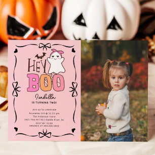 Invitación Hey Boo Ghost Photo Birday