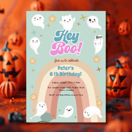Invitación Hey boo goovy halloween niños retro cumpleaños