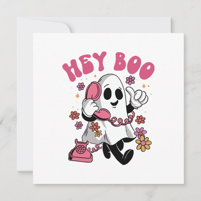 Invitación Hey Boo - Groovy Ghost Halloween (Anverso)