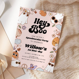 Invitación Hey Boo Groovy Halloween Fantasma Cumpleaños