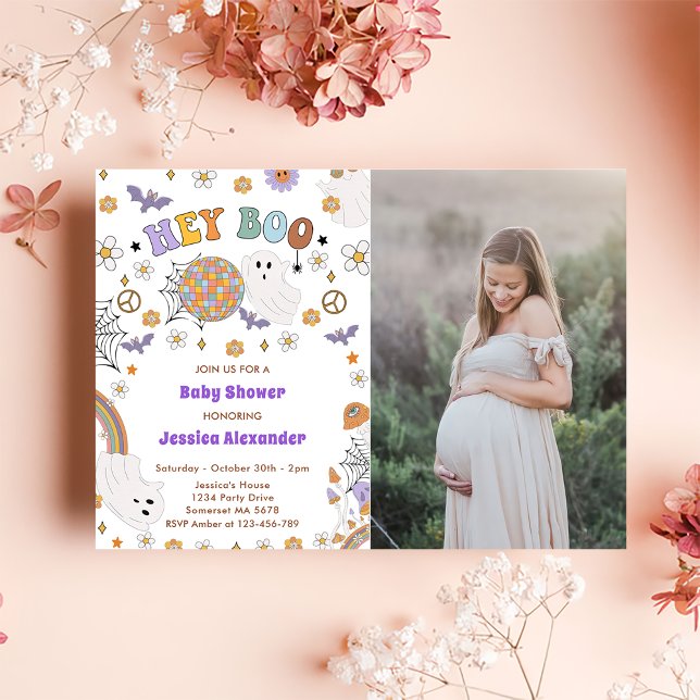 Invitación Hey Boo Groovy Halloween Foto de Baby Shower (Subido por el creador)