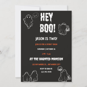 Invitación Hey Boo Halloween fiesta de cumpleaños
