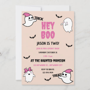 Invitación Hey Boo Halloween fiesta de cumpleaños