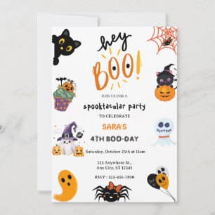 Invitación ¡Hey Boo! Halloween Ghost Spooktacular Cumpleaños