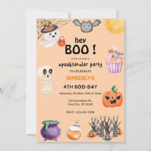 Invitación ¡Hey Boo! Halloween Ghost Spooktacular Cumpleaños