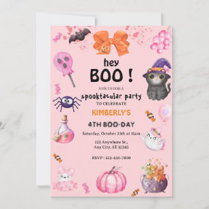 Invitación ¡Hey Boo! Halloween Ghost Spooktacular Cumpleaños