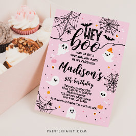 Invitación Hey Boo, Halloween Rosa