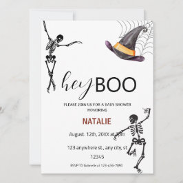 Invitación Hey Boo Skeleton Baby Shower