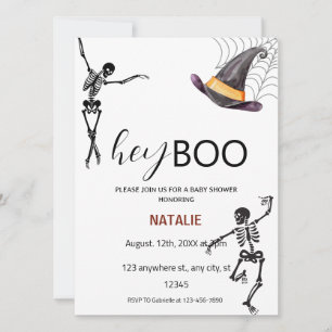 Invitación Hey Boo Skeleton Baby Shower