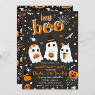 Invitación Hey Boo Spooktacular Halloween Primer Fiesta de cu