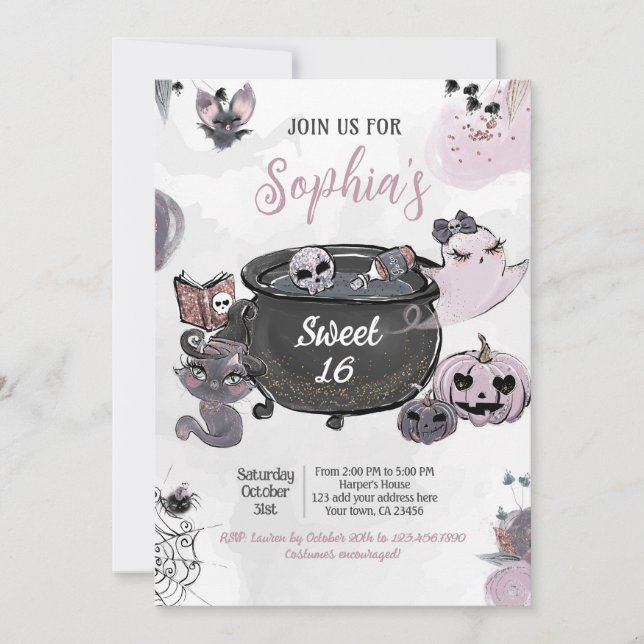 Invitación Hey Boo Sweet 16 Halloween Party, Any Event (Anverso)