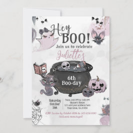 Invitación Hey Boo Witch Cauldron Birthday