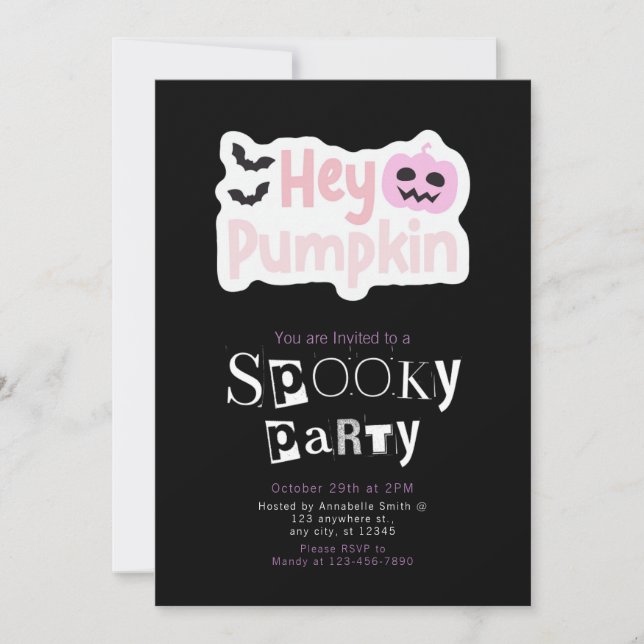 Invitación Hey Calabaza Jack Halloween Minimalista moderno (Anverso)