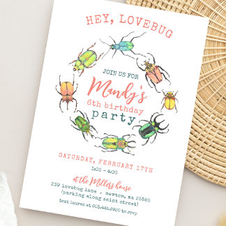 Invitación Hey Lovebug Girls Birday Party