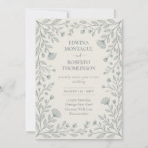 HHS Blue Floral Botanical Frame Elegant Wedding