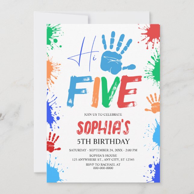 Invitación Hi-five High Five 5th Birthday Invitation (Anverso)