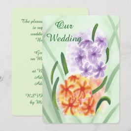 Invitación Hiacinth Flowers Naranja Púrpura invita a la boda