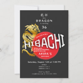 Invitación Hibachi Chef japonés BBQ Sushi Dragon Cumpleaños
