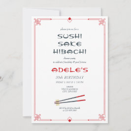Invitación Hibachi Tema japonés Partido del cumpleaños del ch