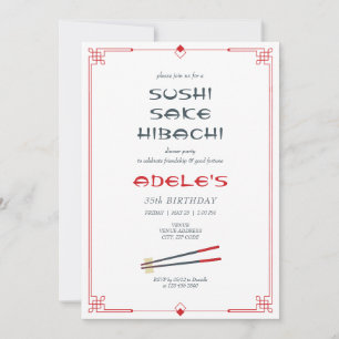 Invitación Hibachi Tema japonés Partido del cumpleaños del ch