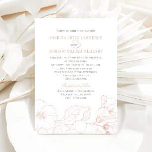 Invitación Hibisco Elegant Blush y Boda Gris