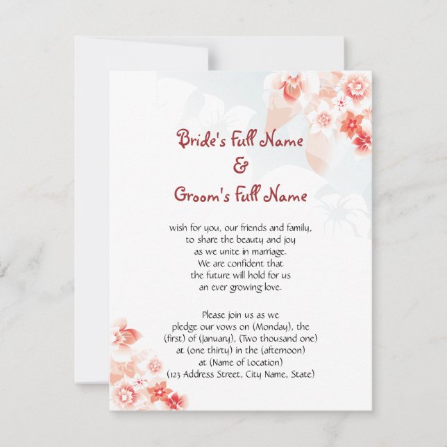 Invitación Hibisco hawaiano en naranja rojo (Anverso)