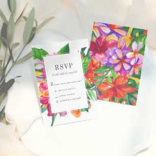 Invitación Hibisco, Plumeria y Palma Moderna RSVP de Boda