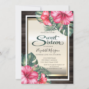 Invitación Hibisco Tropical Madera Dulces 16