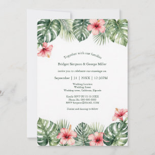 Invitación Hibisco Vintage Hawái Floral Tropical Boda