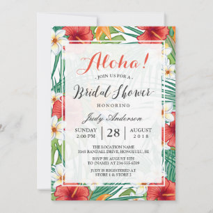 Invitación Hibiscus Aloha Bridal Shower