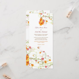 Invitación Hibiscus Amarillo Swirls y Swallow Floral Boda