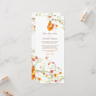 Invitación Hibiscus Amarillo Swirls y Swallow Floral Boda