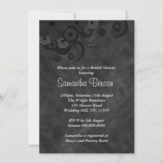 Invitación Hibiscus Black Floral Boda Bridal Shower Invite