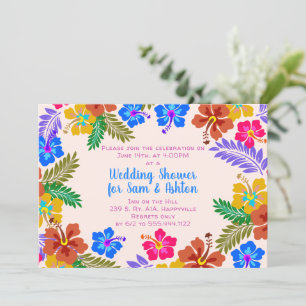 Invitación Hibiscus Border Wedding Ducha Flores Tropicales En