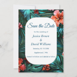 Invitación Hibiscus Dream Tropical Wedding Save The Date Card